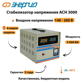 Однофазный стабилизатор напряжения Энергия АСН 3000 - Стабилизаторы напряжения - Однофазные стабилизаторы напряжения 220 Вольт - Энергия АСН - . Магазин оборудования для автономного и резервного электропитания Ekosolar.ru в Самаре