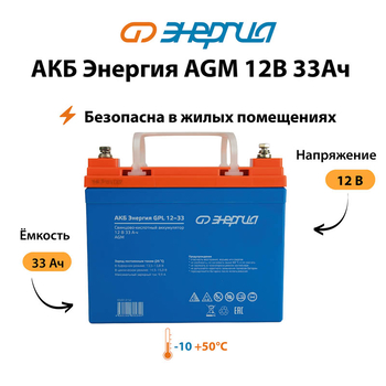 Аккумулятор для ИБП Энергия AGM 12v 33Ah - ИБП и АКБ - Аккумуляторы - . Магазин оборудования для автономного и резервного электропитания Ekosolar.ru в Самаре