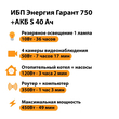 ИБП Энергия Гарант 750 + Аккумулятор S 40 Ач - 12В (450Вт - 49мин) - ИБП и АКБ - ИБП для котлов - . Магазин оборудования для автономного и резервного электропитания Ekosolar.ru в Самаре