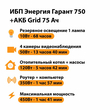 ИБП для котла Энергия Гарант 750 + Аккумулятор Grid 75 Ah 12 v (450Вт - 91мин) - ИБП и АКБ - ИБП для котлов - . Магазин оборудования для автономного и резервного электропитания Ekosolar.ru в Самаре